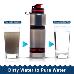 Water-to-Go™ 25 oz Active Water Purifier Bottle + 1 filter (Black/Red)