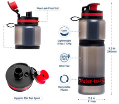 VALUE BUNDLE: Water-to-Go™ 25 oz Active Water Purifier Bottle + 3 Filters (Black/Red)