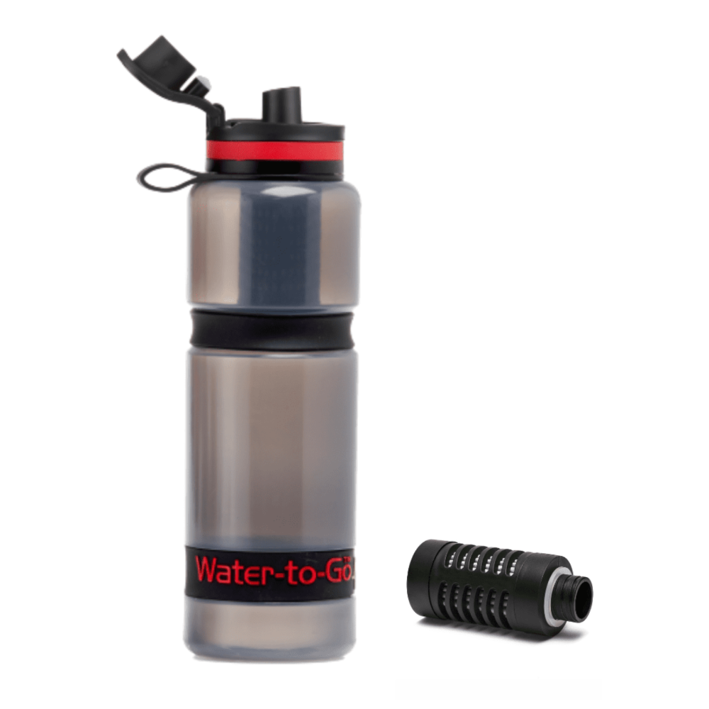 Water-to-Go™ 25 oz Active Water Purifier Bottle + 1 filter (Black/Red)