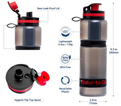 Water-to-Go™ 25 oz Active Water Purifier Bottle + 1 filter (Black/Red)